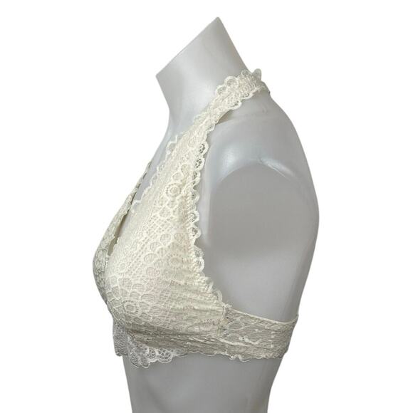 Gilly Hicks Women's White Lace Floral Sleeveless Halter Bralette Bra Top Size M - Picture 2 of 5